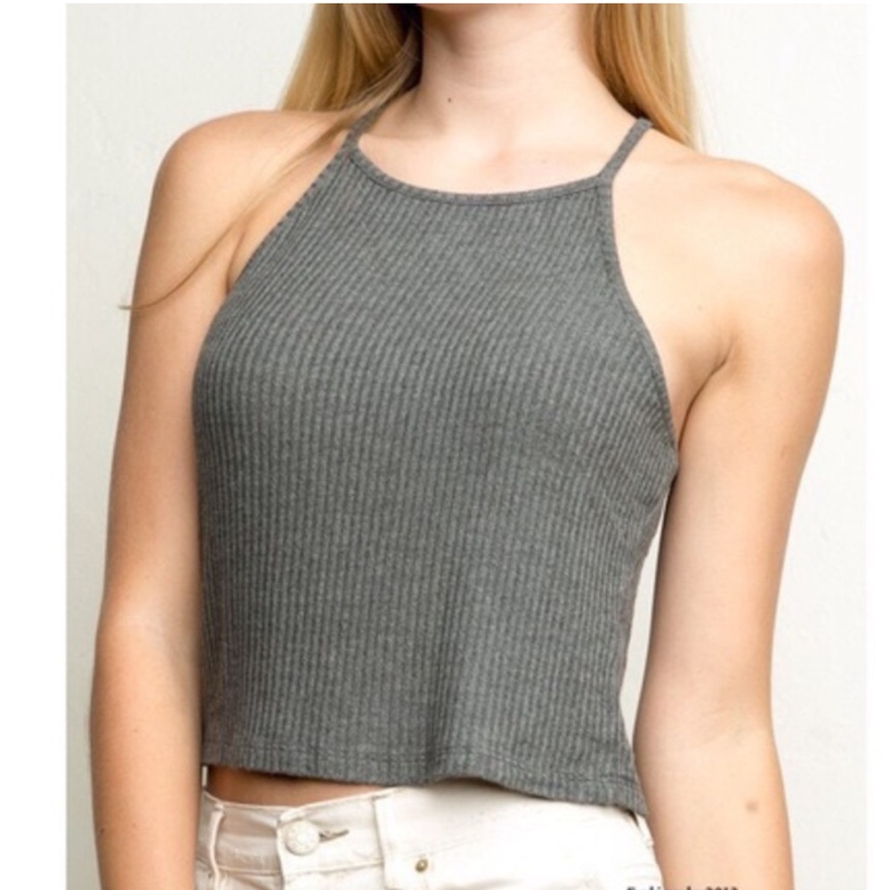 Brandy Melville Charcoal Ribbed Tank Top